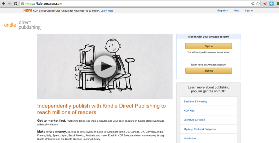 Kindle Direct Publishing Sign-Up