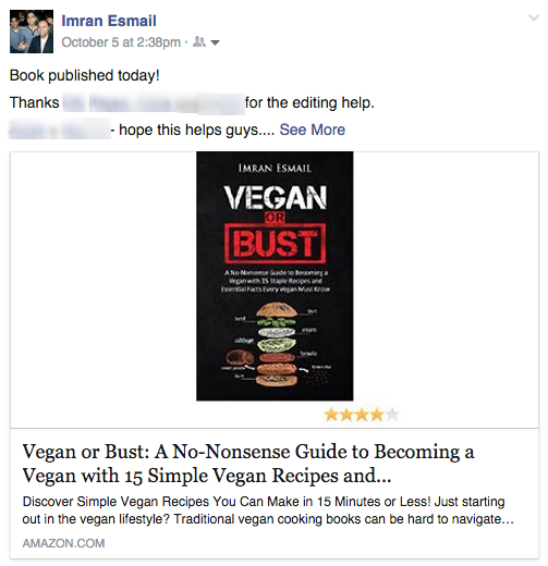 Vegan or Bust Facebook Post